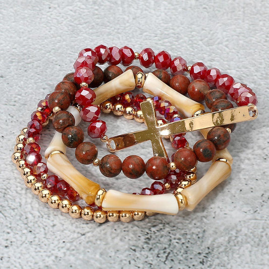 Stay The Course - Burgundy 5 Piece Bracelet Set