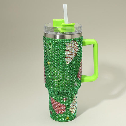 Holiday Cheer - Green Rhinestone Tumbler