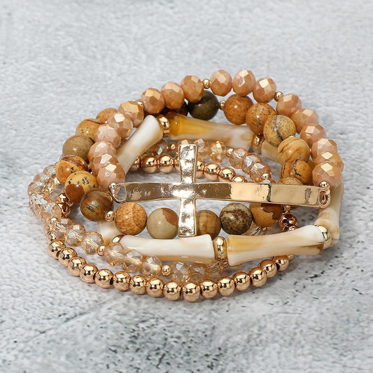 Stay The Course - Brown 5 Piece Bracelet Set
