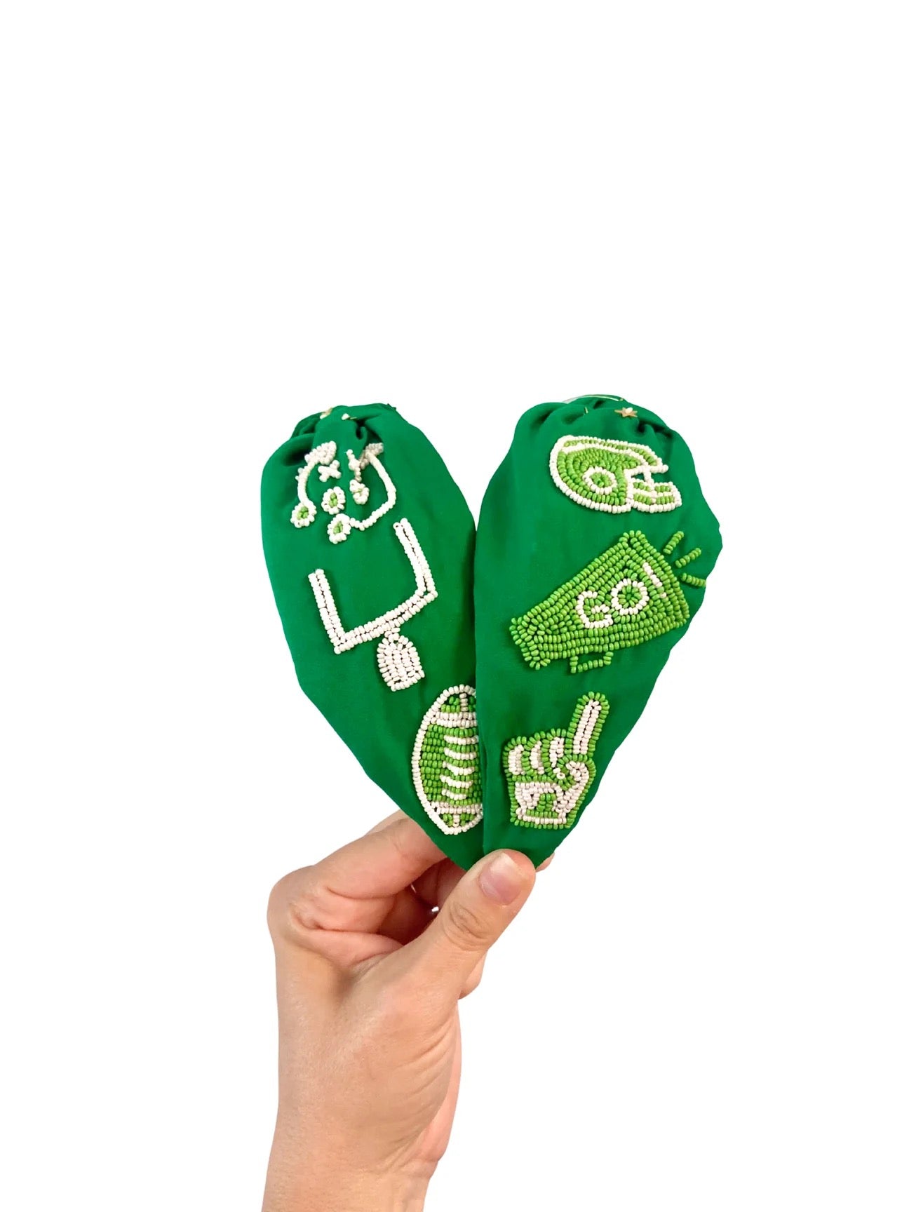 Playbook & Pearls - Green Football Headband