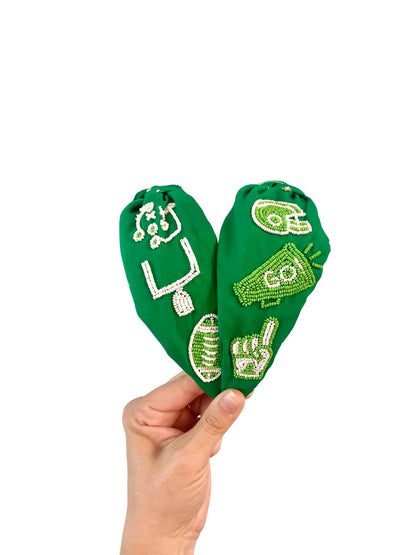 Playbook & Pearls - Green Football Headband