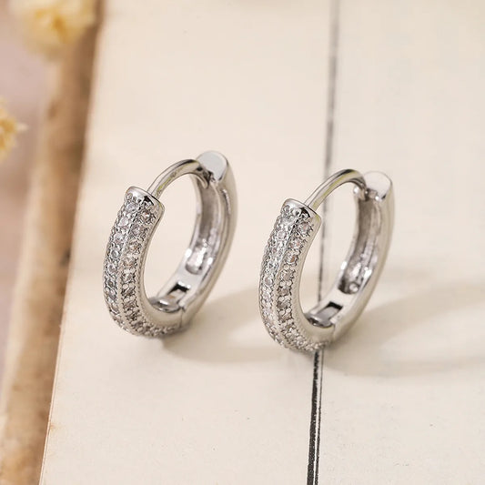 Chic Sparkle Hoop Earrings in Silver - Alies Bling Bar