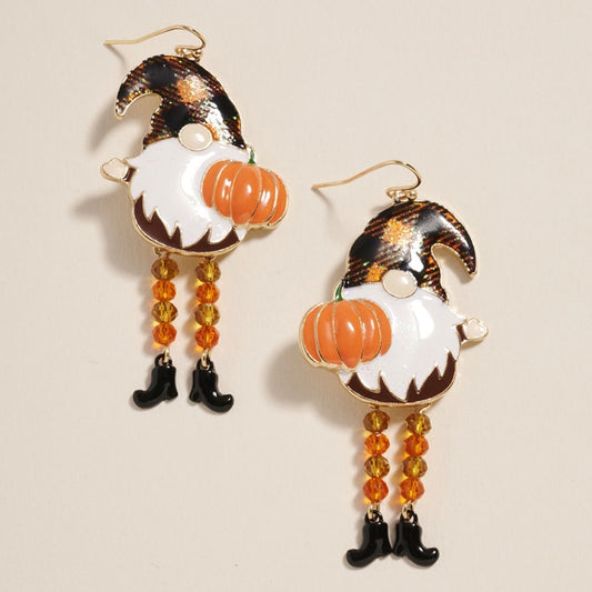 Harvest Mischief - Gold Gnome Autumn Earrings