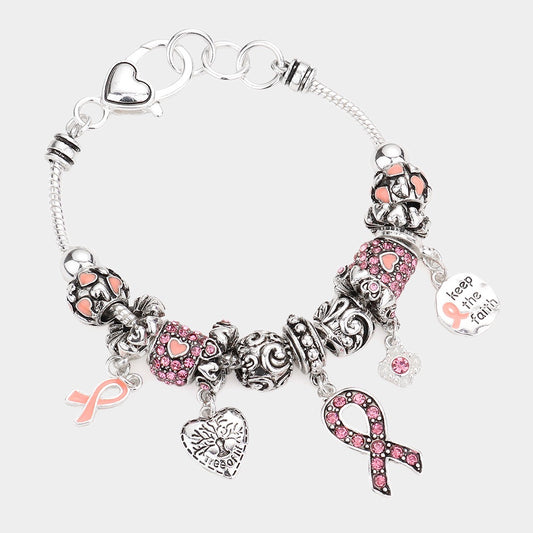 Keep The Faith - Silver & Pink Bracelet
