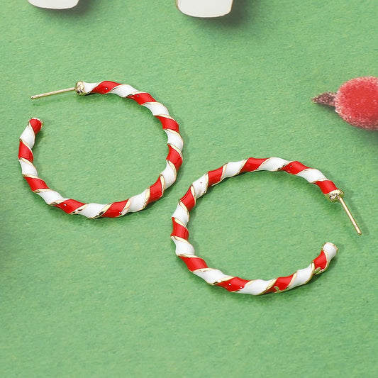 Holiday Twist - Red & White Earrings
