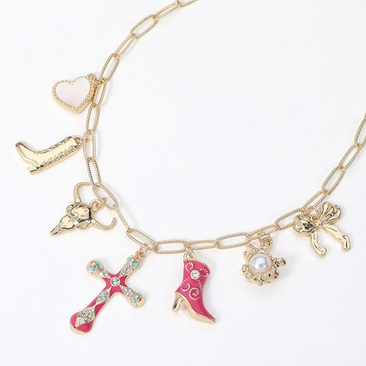 Wildflower Charm - Pink & Gold Necklace