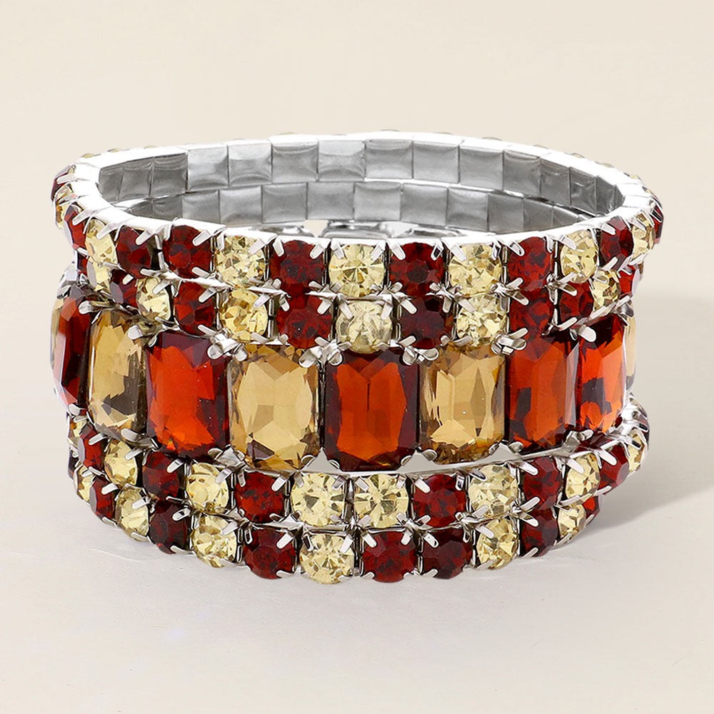 Sparkling Essence - Brown & Silver Stretch Bracelet Set