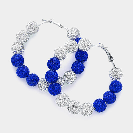 Pop & Spark - Blue & White Hoop Earrings