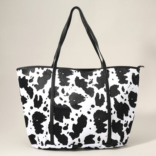 Wild West - Black Cow Print Tote