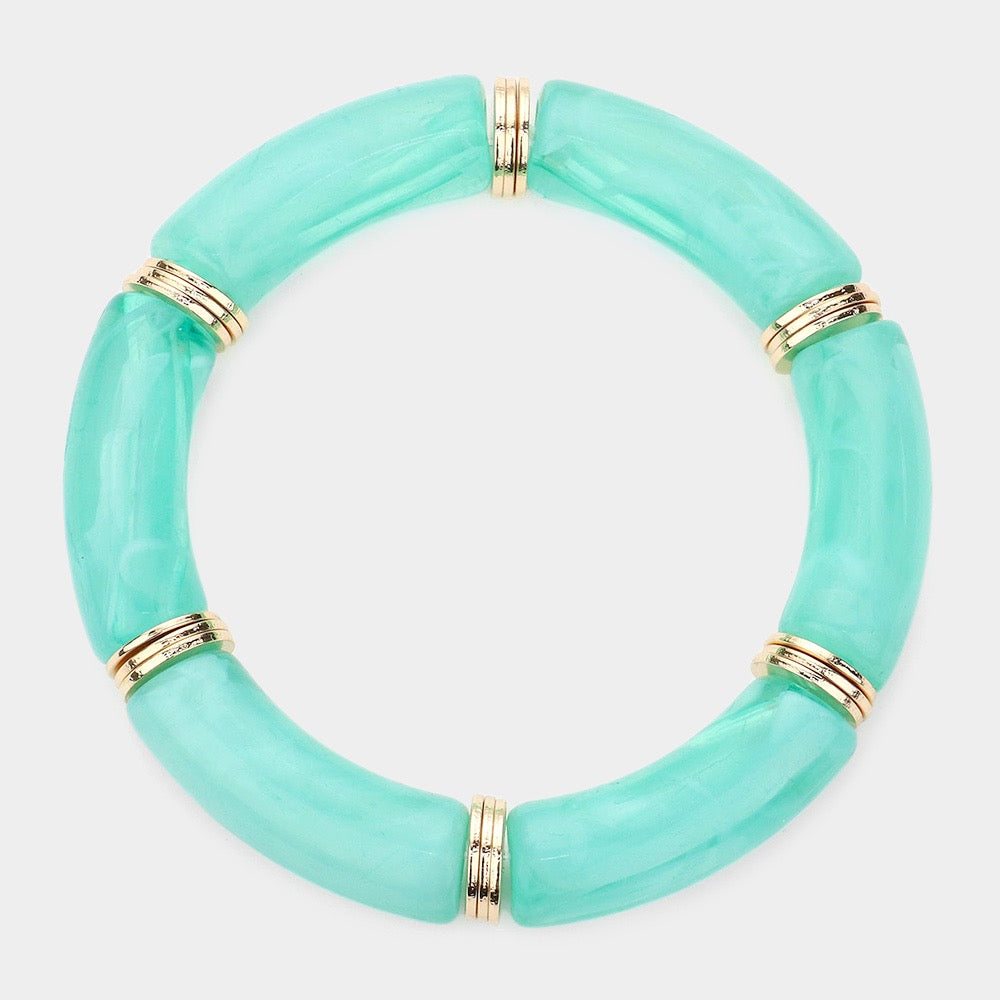 Luxe Rotation – Mint Natural Stone Accented Stretch Bracelet