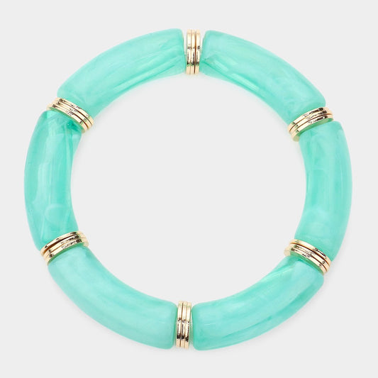 Luxe Rotation – Mint Natural Stone Accented Stretch Bracelet