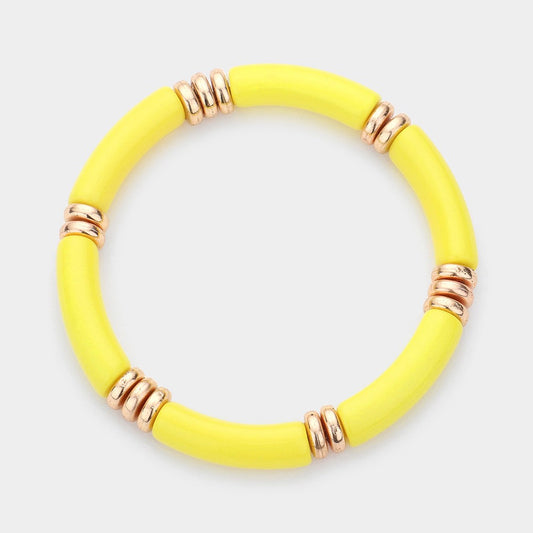 Glow Frequency – Yellow Resin Stretch Bracelet - Sale