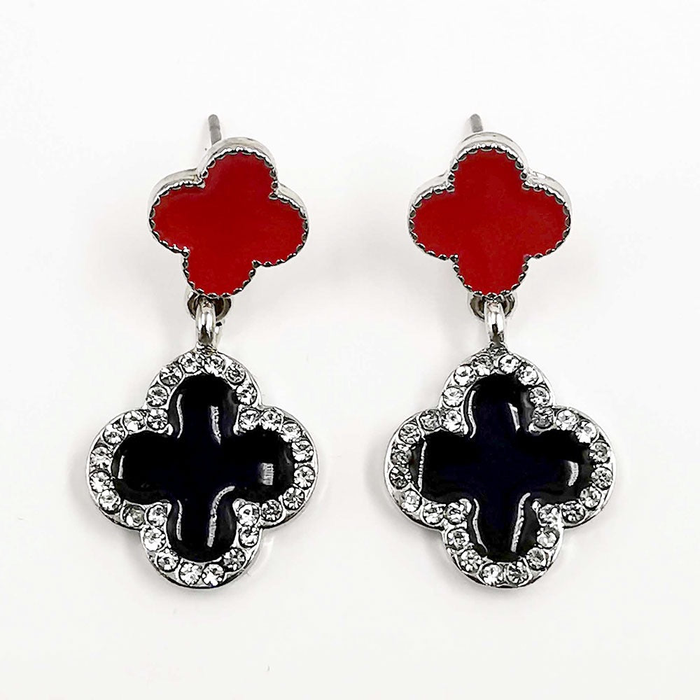 Clover Charm - Black & Red Earring - Alie's Boutique