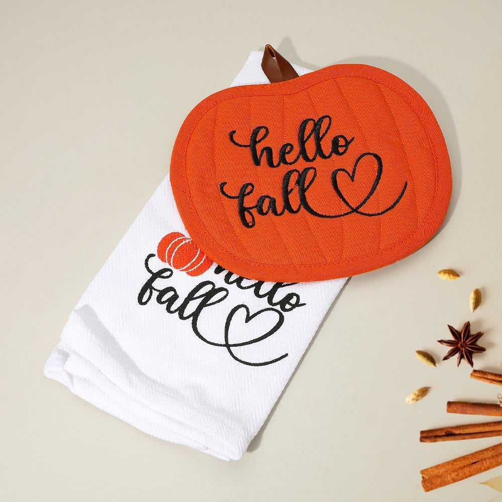 Hello Fall - Trivet & Kitchen Towel Set