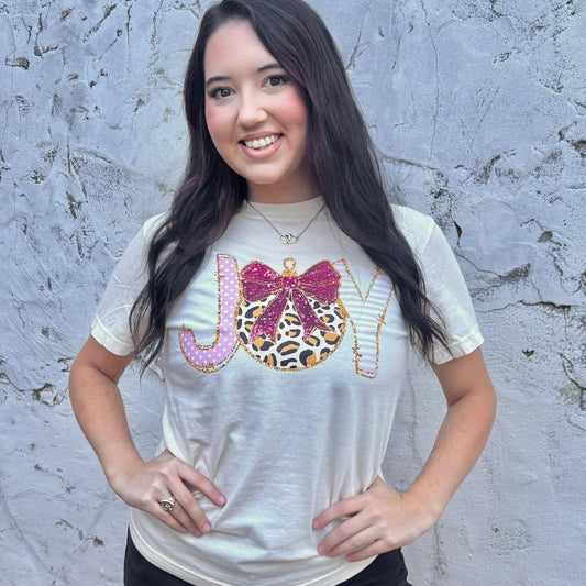 Joy Leopard Ornament  Graphic Tee