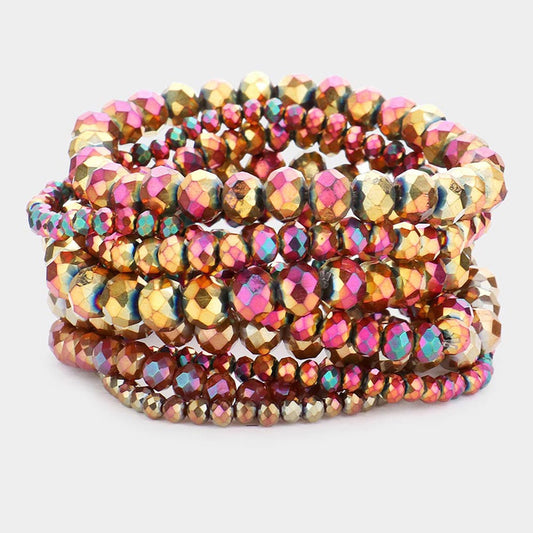 Dusk & Dazzle - Iridescent Purple 9 Piece Bracelet Set