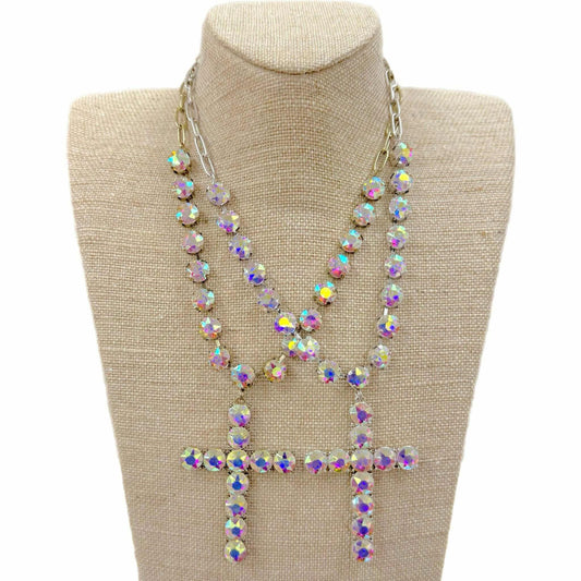 Shine Through – Iridescent Cross Necklace