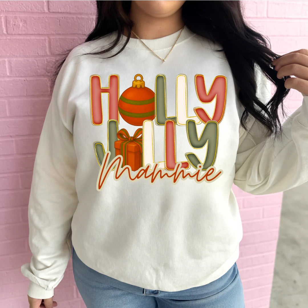 Holly Jolly (Custom Name) Graphic Crewneck Sweatshirt