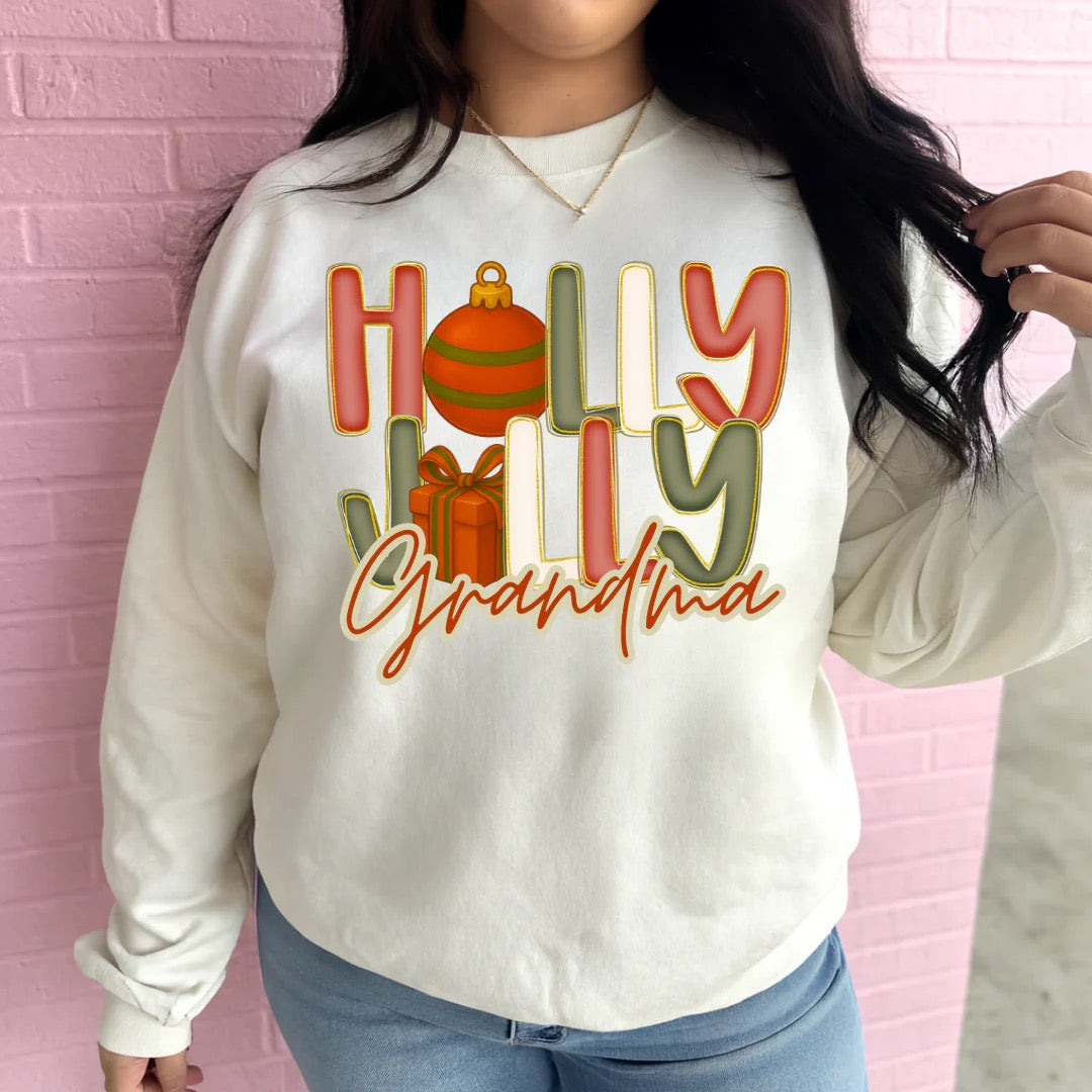 Holly Jolly (Custom Name) Graphic Crewneck Sweatshirt