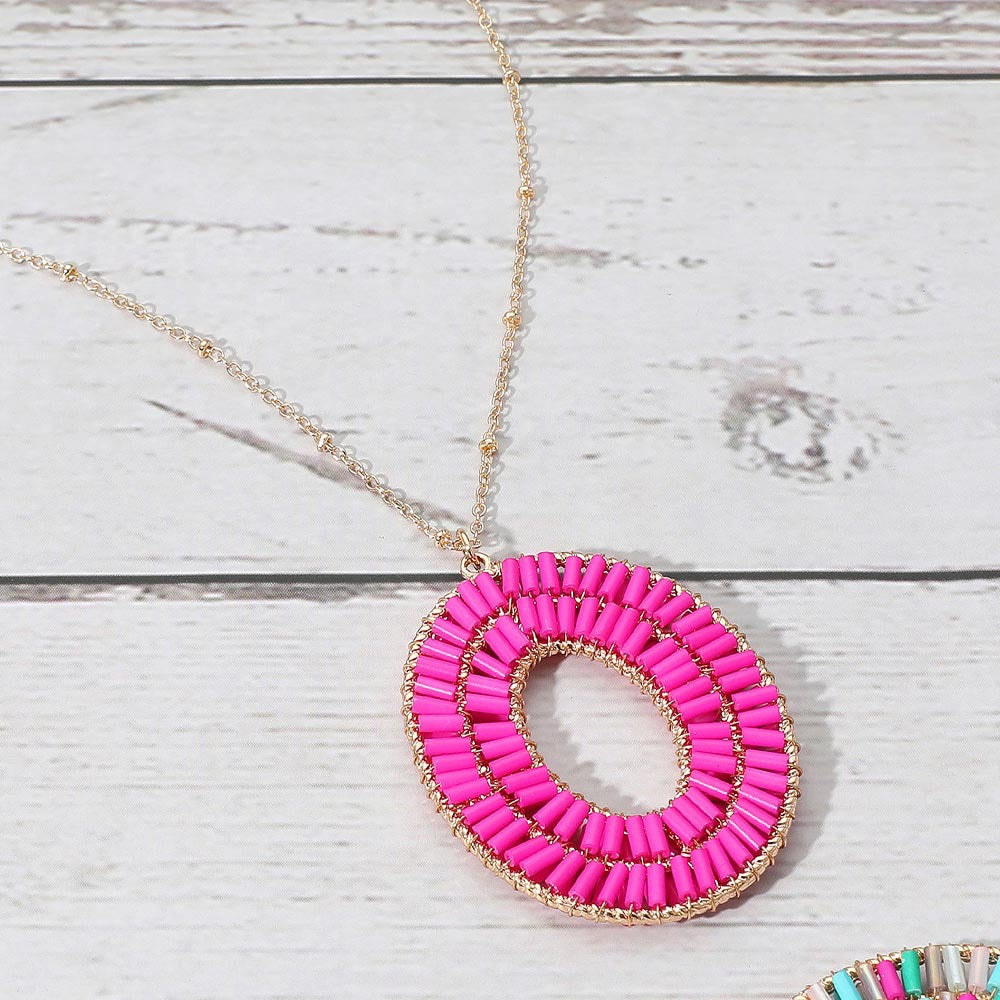 Twice Around - Pink Beaded Long Necklace - Shop Alies Bouutique