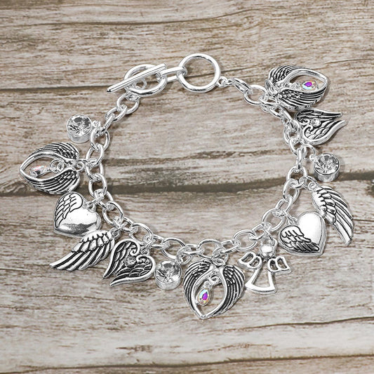 Heavenly Whispers - Silver Angel Wings Bracelet