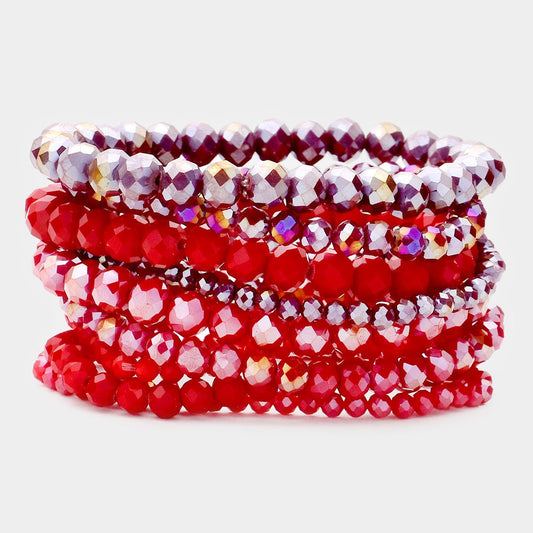 Dusk & Dazzle - Red Multi 9 Piece Bracelet Set
