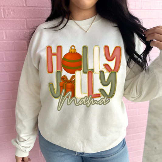 Holly Jolly (Custom Name) Graphic Crewneck Sweatshirt
