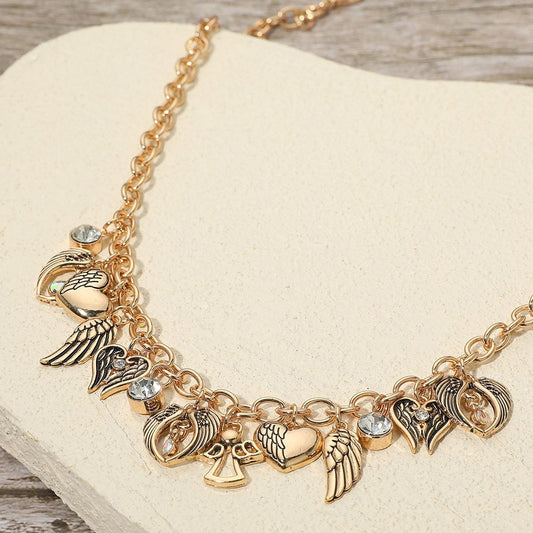Halo Hearts - Gold Angel Wing Necklace