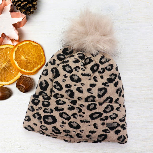 Wild At Ease - Leopard Pom Pom Beanie