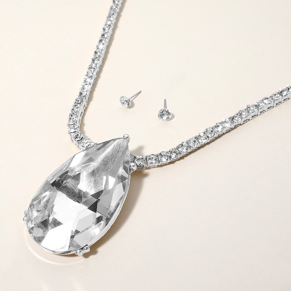 Tear Drop Triumph - Silver Necklace