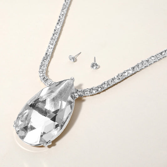 Tear Drop Triumph - Silver Necklace
