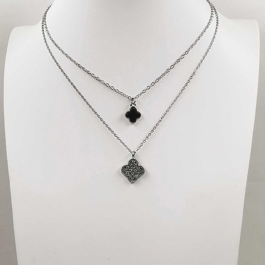 She's Got Heart - Silver & Black  Necklace