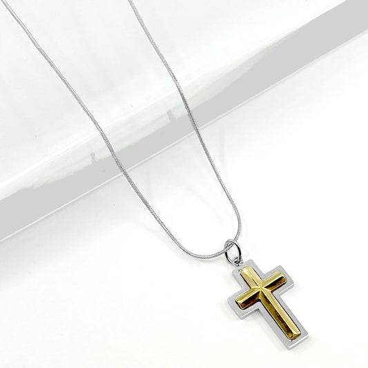 True Grace - Two-Tone Cross Necklace