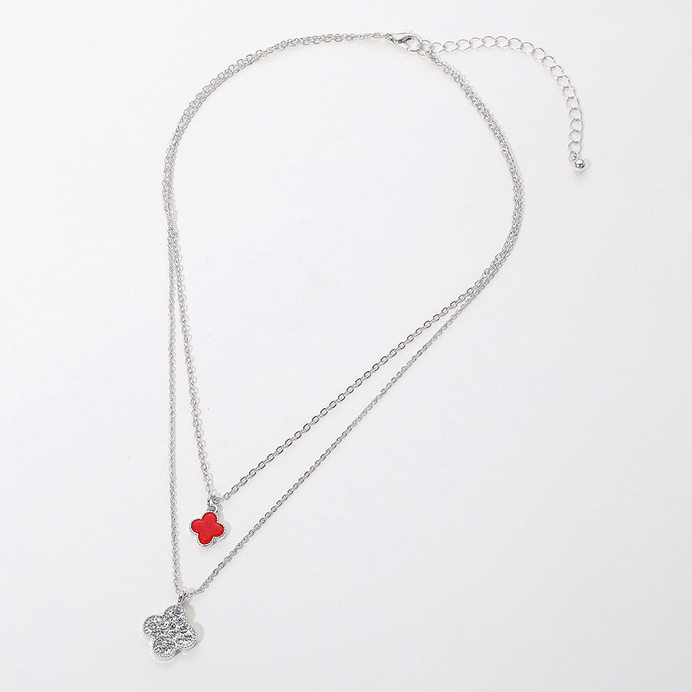 She's Got Heart - Silver Dipped Red & Rhodium Necklace - Alie's Boutique