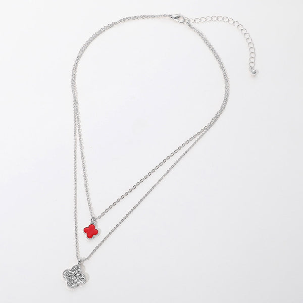 She's Got Heart - Silver Dipped Red & Rhodium Necklace