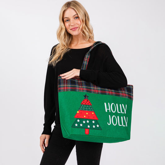 Holly Jolly - Green Tote