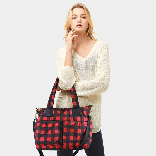 Catch Me If You Can - Red Buffalo Plaid Tote