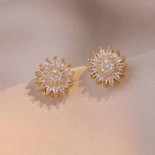 Solar Bloom - Gold Stud Earrings - Alies Bling Bar