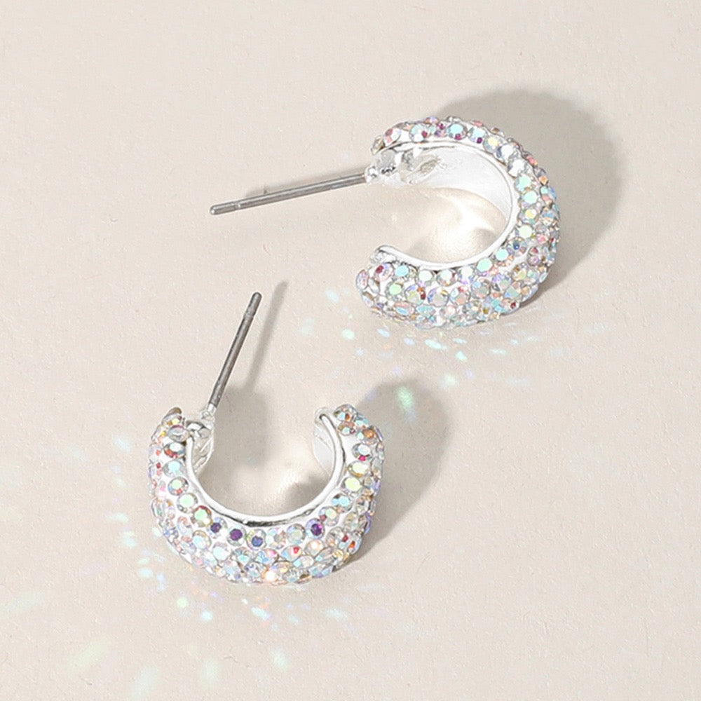 Starlit Curve - Iridescent 18k Gold Dipped Hoop Earrings