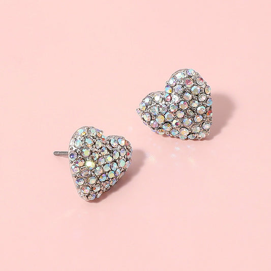 Glitz & Heart - Silver & Iridescent Earrings