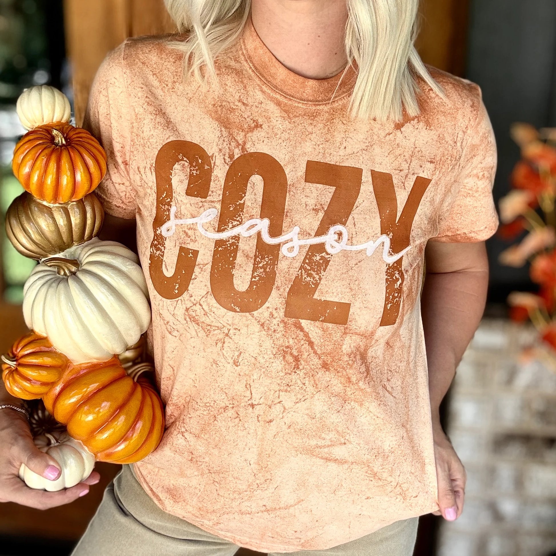 Distressed Cozy Season Graphic Tee - Alie's Boutique