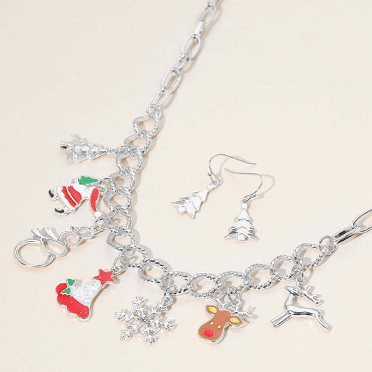 Holiday Whimsy - Silver Multi Necklace