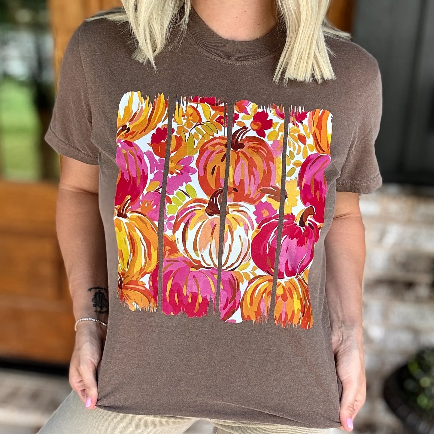 Paint Stroke Pumpkin Graphic Tee - Alie's Boutique