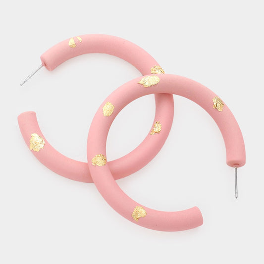 Vogue Volt - Pink Gold Painted Hoop Earrings
