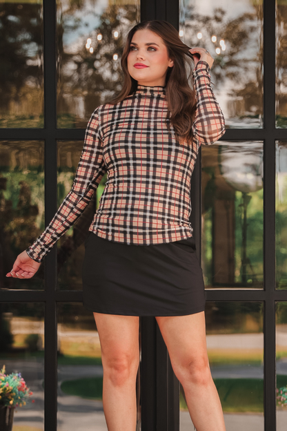 Keigan Mesh Top- Nora Plaid  - Jess Lea - Alie's Boutique