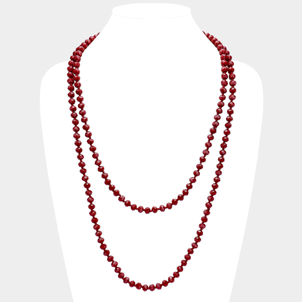 Elegant Red Long Necklace – Red/Opal