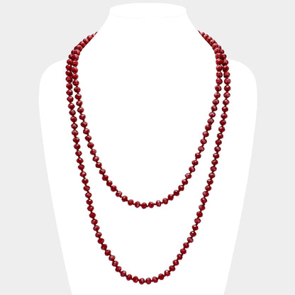 Elegant Red Long Necklace – Red/Opal