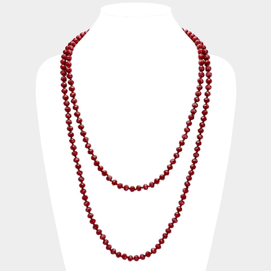 Elegant Red Long Necklace – Red/Opal