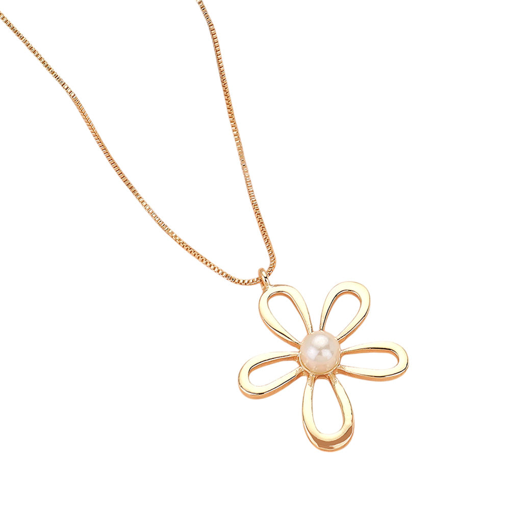 Petal & Pearl - Gold Flower Pendant Necklace - Alie's Boutique