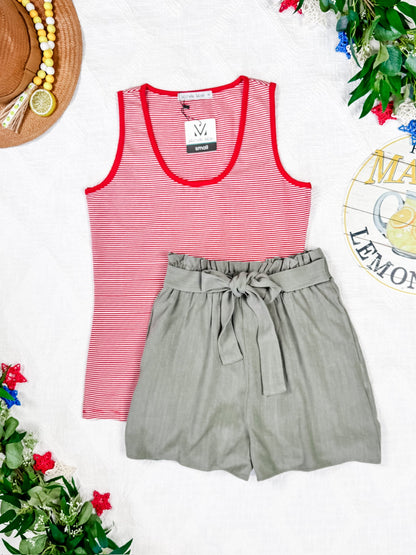 Libby Linen Shorts - Olive - Summer Sale